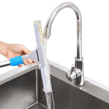 益美得 伸缩杆硅胶刮水器地面地刮地板瓷砖刮 蓝色35厘米