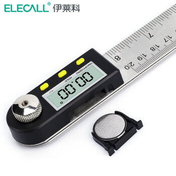 伊莱科(ELECALL)数显角度尺高精度不锈钢电子角度规量角器角尺测量仪 白色 0-200mm 7 