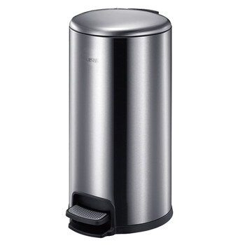 南 SJ30-Y03 南方圆形脚踏桶  砂银钢 商用酒店宾馆客房不锈钢垃圾桶 果皮桶 防指纹房间桶 内桶容量30升