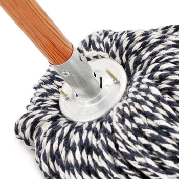 益美得 老式平板拖把棉线排拖尘推拖把木杆墩布 蓝白线圆头（加固款铁头）