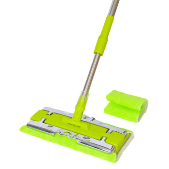 格易美钢夹平板拖把不锈钢伸缩杆平推尘推大号地板擦