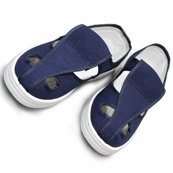 者也（ZYE）防静电鞋 工作透气鞋男女无尘车间劳保鞋帆布鞋PVC软底四孔白色/藏青2色可选 藏青色 41码