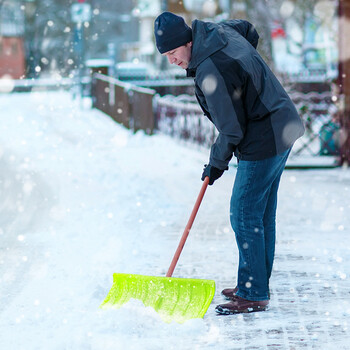 坚冠 加厚塑料推雪铲 PC聚碳铲雪板推雪板铲雪锹扫雪工具粮食晾晒推板定制 铲头+木柄