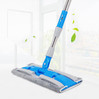 益美得 伸缩杆免手洗平板拖把夹布式地拖除尘推可替换布 夹布拖把+三块布+刮刀