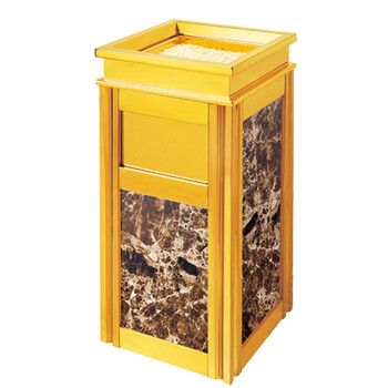 南 GPX-6D 四菱角座地烟灰桶 镜金 啡网纹人造石 酒店会所大堂楼道烟缸垃圾桶 不锈钢垃圾桶 立式烟灰桶