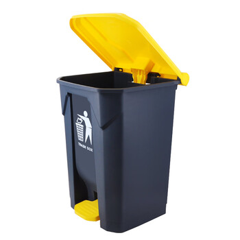 益美得 脚踏垃圾桶户外大号酒店分类垃圾箱厨房餐厅果皮桶 脚踏80L灰黄桶