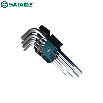 世达（SATA）09107A 9件铬钒钢加长内六角扳手组套