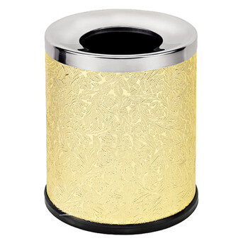 南 GPX-177A 南方圆形斜口房间垃圾桶 金卷叶皮纹 厨房垃圾桶酒店宾馆客房不锈钢垃圾桶 果皮桶