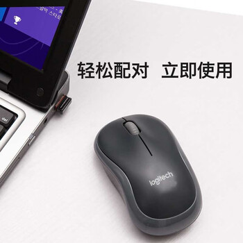 罗技（Logitech） M186无线鼠标 便携商务办公鼠标对称鼠标无线2.4G接收器 M186 灰边