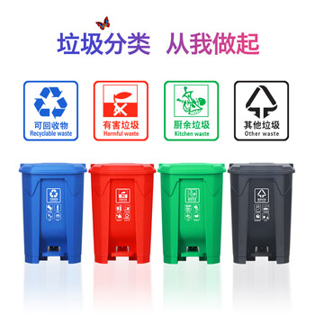 益美得 脚踏垃圾桶户外大号环卫分类垃圾箱厨房餐厅果皮桶 脚踏50L绿色（厨余垃圾）