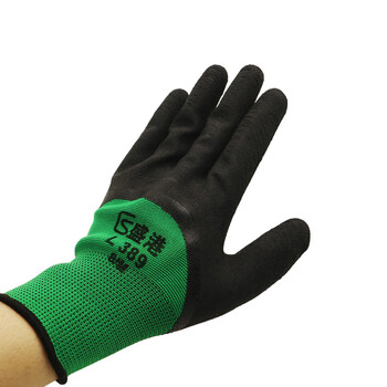 盛港浸胶线手套 尼龙耐磨防滑半胶加厚劳保用品 12双装SGL389