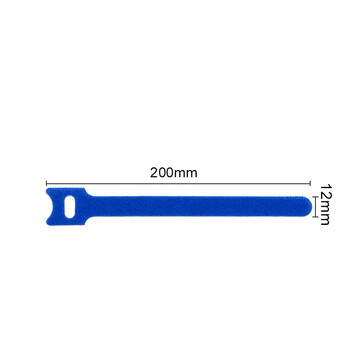 飞尔（FLYER）猫头型魔术贴扎带 T形背靠背数据线收纳带 印字魔术贴【蓝色T型 12x200mm】200条装