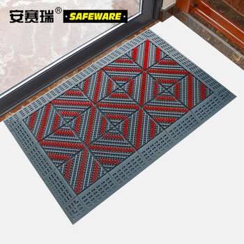 安赛瑞 室外镂空除尘地垫 EVA拼接除尘地垫 拼接式刮泥防滑脚垫 三刷红刷灰底 75×150×2.5cm 23397