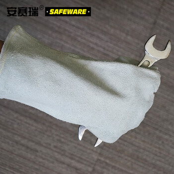 安赛瑞 牛皮电焊手套 耐磨耐高温加厚加长防护焊工手套 劳保手套 劳保用品 39952