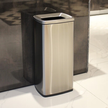 迪恩斯（DEANS）不锈钢垃圾桶公共厕所卫生间大号商用办公室厨房无盖直投方桶果皮桶洗手间擦手纸垃圾桶30升