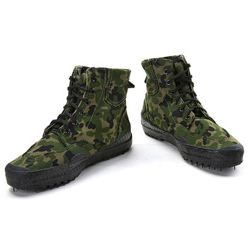 者也 3520高帮鞋解放鞋透气劳保胶鞋男防滑耐磨帆布鞋登山鞋户外徒步鞋 绿色36码