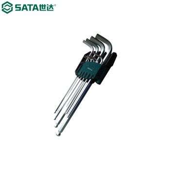 世达（SATA）09101A 9件铬钒钢特长球头内六角扳手组套 09101A
