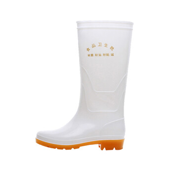 者也（ZYE）白色雨鞋防汛雨靴高帮低帮防滑食品靴食堂厨师轻便雨靴高筒食品厂水鞋男女单里 高筒 40码