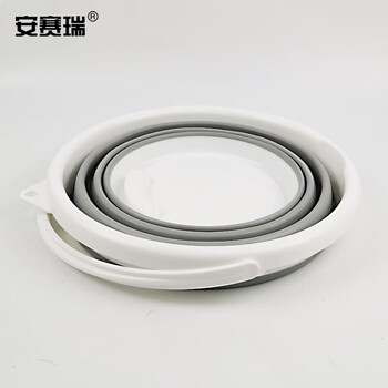 安赛瑞 折叠水桶 塑料桶 5L 多功能清洁折叠水桶 便携式户外储水桶洗车桶 灰色27091