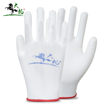 大杨131尼龙PU手套 12双 白色 M中码 防滑耐磨涂层涂胶工地车间工作劳保手套 定制