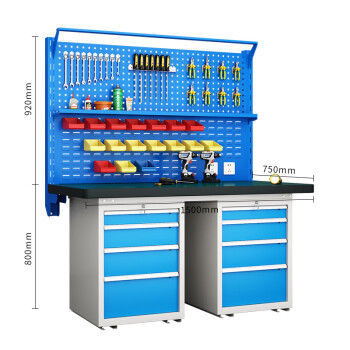 天旦重型工作台TD-T1110车间物料台操作台1.5米左右四抽柜双挂板
