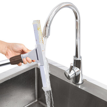 益美得 伸缩杆硅胶刮水器地面推水器地板瓷砖刮 咖色50厘米硅胶地刮