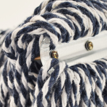 益美得 老式平板拖把棉线排拖尘推拖把木杆墩布 蓝白线50厘米（加固款铁头）