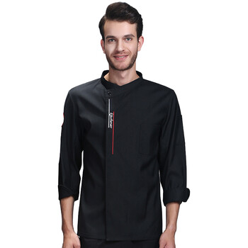 米盛厨师服 餐饮酒店后厨工作服蛋糕店烘焙男女服装 黑色上衣2XLM码MS-5