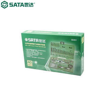世达（SATA）50451 40件高速钢粗牙丝锥板牙组套 50451 钢