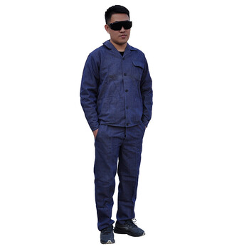 安美尚（ams）牛仔布工作服（上衣+裤子）可绣LOGO 具体联系客服 定做 XXL码 1套
