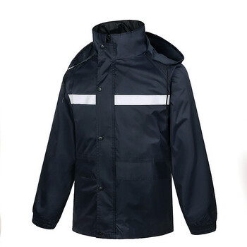 者也 反光分体雨衣套装便携式防水雨衣 藏青色菱形格2XL码013可定制