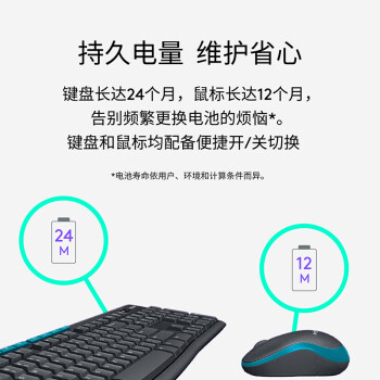 罗技（Logitech）MK275 企业级无线键鼠套装 办公鼠标键盘套装 电脑笔记本办公键鼠套装 带无线2.4G接收器 黑蓝色