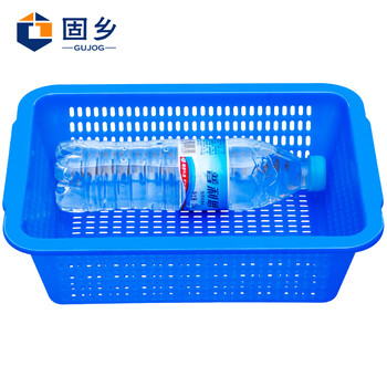 固乡 塑料筐 方筛分类筐/周转筐/整理筐 塑料带孔箱 漏水箱 网眼过滤仓库货架分类（洗菜篮蓝色3号筐）