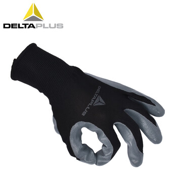 代尔塔（Deltaplus） 透气 涂层 防油手套 劳保手套 工作手套 胶皮手套 8寸 201715 10双/包 定做