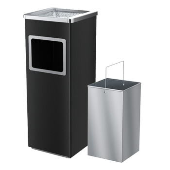 科力邦（Kelibang） 不锈钢方形垃圾桶 直投方桶商场用酒店宾馆大堂会所立式烟灰桶垃圾箱 KB1022 黑色