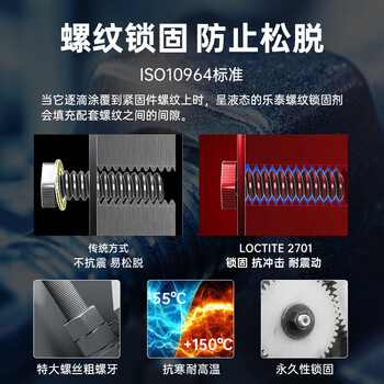 乐泰/loctite 2701螺丝胶 螺纹锁固胶 高强度耐震动铬酸钝化表面密封荧光性 绿色胶水 250ml 1支