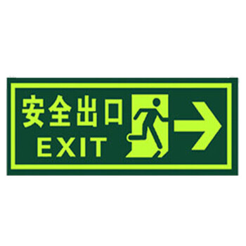 鸣固 夜光安全出口指示牌 疏散标识方向消防标识牌 防水耐磨警示地贴 QT-3右向安全出口