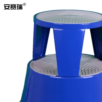 安赛瑞 钢制脚踏梯凳 理货凳超市取货凳登高凳 图书馆洗车移动梯凳 多功能仓库可移动脚踏圆凳 蓝色 25232