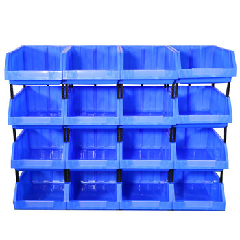 冰禹 BY-2377 加厚组立式物料盒 斜口螺丝收纳盒 零件盒工具盒 蓝 350*200*150
