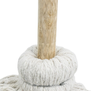 海斯迪克 HK-8027 棉线拖把白色(10把)传统老式墩布拖布 工厂吸水圆头木杆拖把