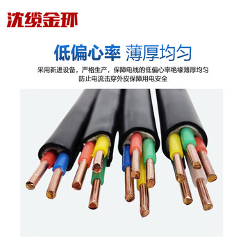沈缆金环 ZR-KVV-450/750V-3*2.5mm² 国标阻燃铜芯控制电缆 1米