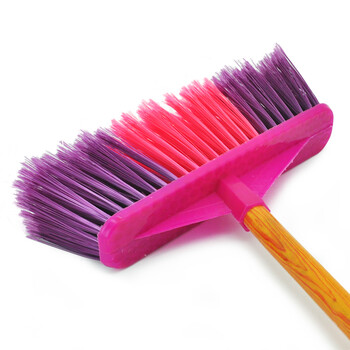 益美得 木柄硬毛扫把户外庭院笤帚商用物业环卫清洁扫把 黄斜杆宽头硬毛（三把装）