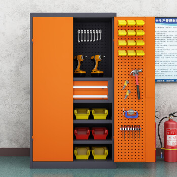 知旦603611工具柜器材柜铁皮收纳柜带抽屉二抽通门带挂板