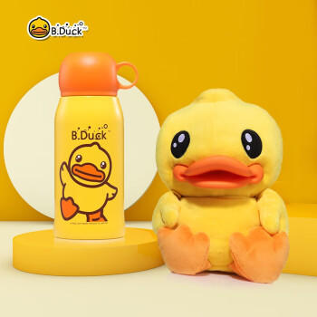 duck小黄鸭 儿童保温杯316不锈钢大容量便携小孩保温水杯 带公仔小黄