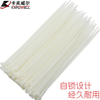 卡夫威尔 自锁式尼龙扎带小号工业扎丝 园艺扎线带 扎带理线带束线带捆扎带 3.6*100mm 白色 100支装 OT3061