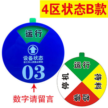 旷尔 机器设备状态标识牌 新编码号码磁吸式 数字标牌旋转亚克力运行管理制定【4区B款 24×24cm】