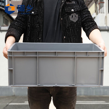 固乡（欧标）物流箱周转箱储物箱分类盒零件盒库房货架分类塑料筐仓库工业胶筐 【46-22#灰色600*400*230MM】