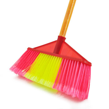 益美得 木柄硬毛扫把户外庭院笤帚商用物业环卫清洁扫把 黄直杆硬毛（三把装）