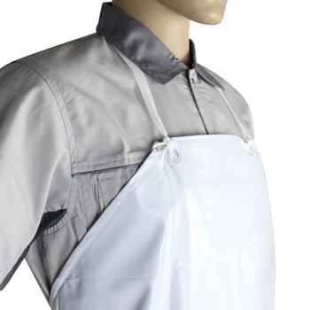 谋福CNMF 116 防水围裙 防油污耐酸碱 无袖简约厨房食堂家务屠宰场洗车（白色PVC 防水围裙）