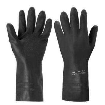 ANSELL 87-950橡胶防化学实验室检查 防酸碱防护耐水劳保工作手套 定做 L码 1付